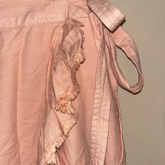 Anthropologie peach viscose combo wrap tiered flare skirt size medium w/pockets - Picture 2 of 8